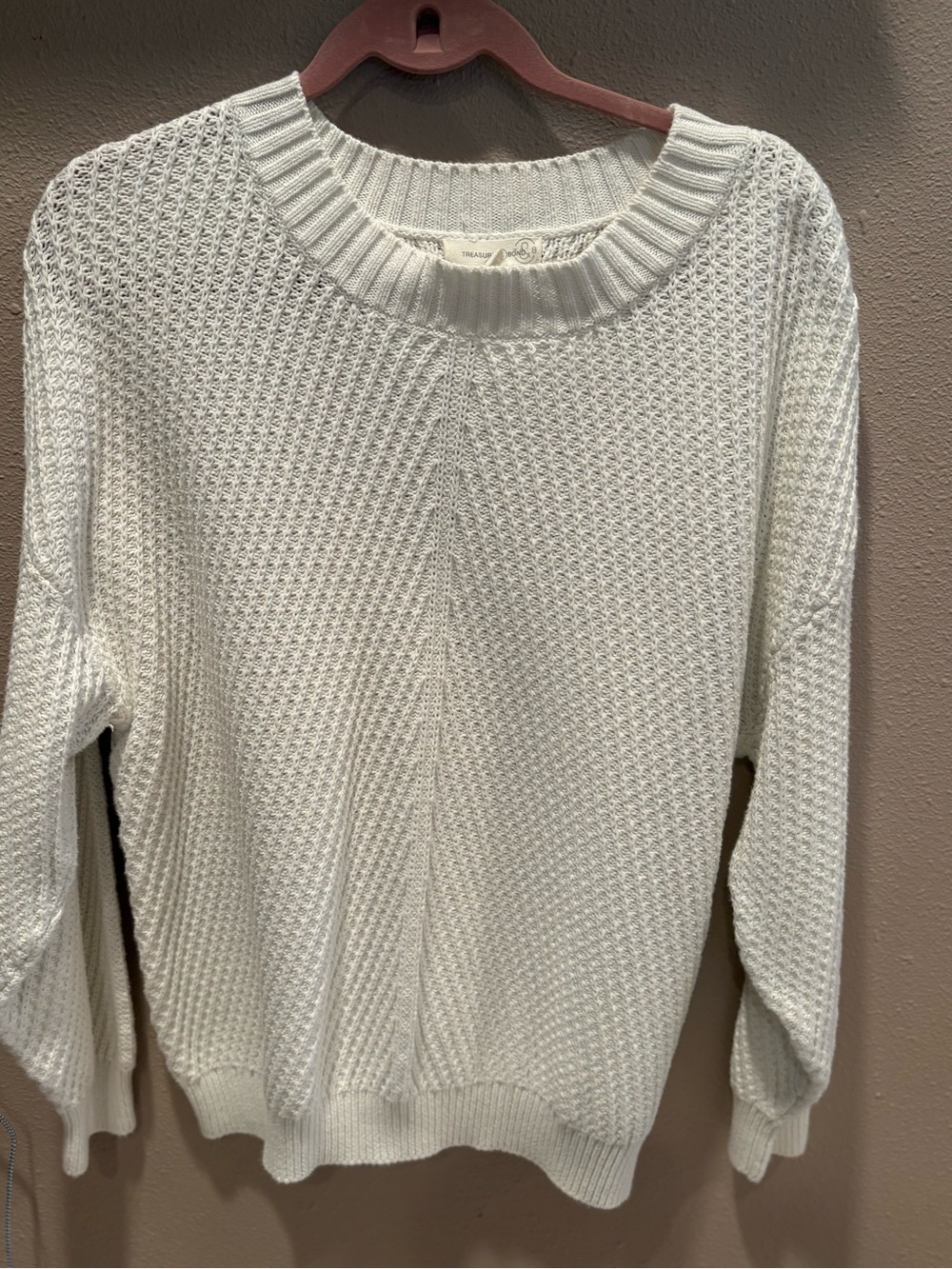 WHITE Knit Crewneck Sweater - Unbranded